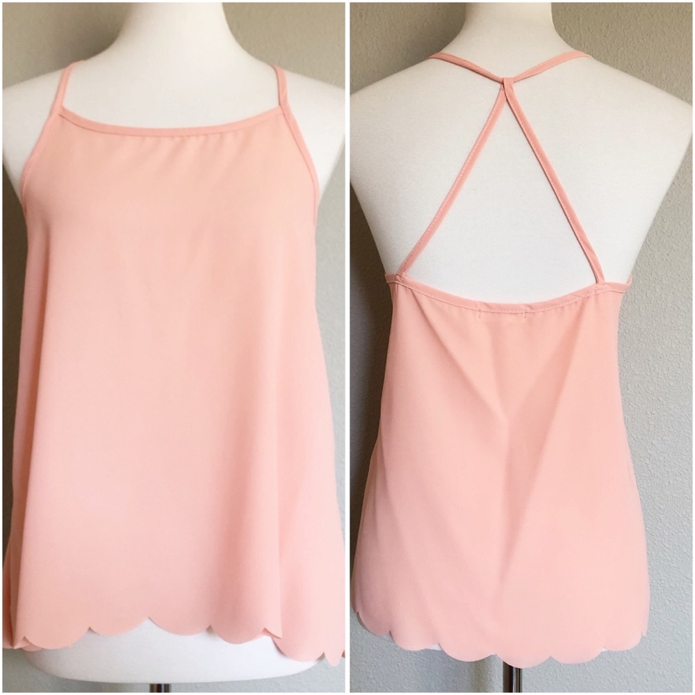 Pink Scallop Bottom Strappy Top